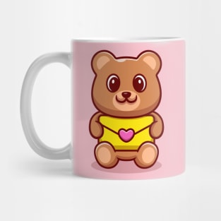 Cute Bear Holding Envelope Cartoon Mug